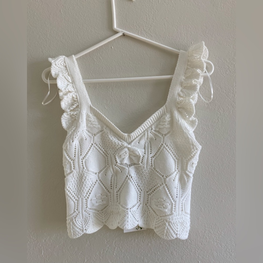 Chelsea & Violet White Crochet Crop Top
